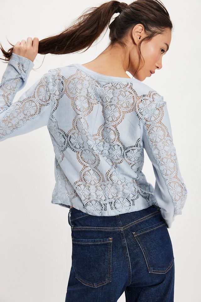 Haut en maille de dentelle transparente à manches longues Jae #5