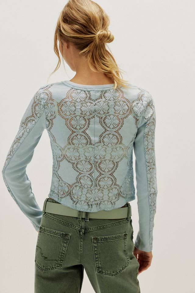 Haut en maille de dentelle transparente à manches longues Jae #1