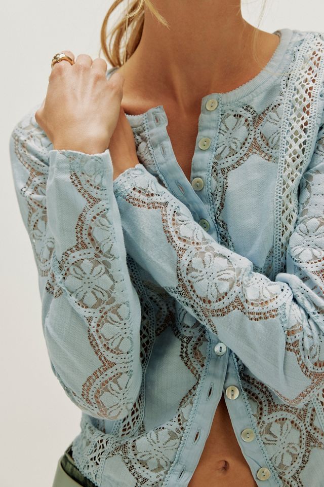 Haut en maille de dentelle transparente à manches longues Jae #2
