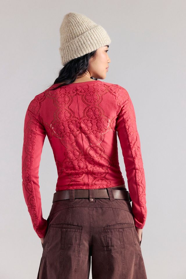 Jae Sheer Lace Knit Long Sleeve Top #1