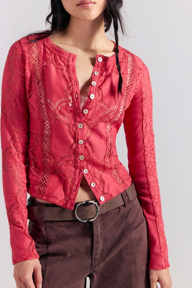 Jae Sheer Lace Knit Long Sleeve Top #3