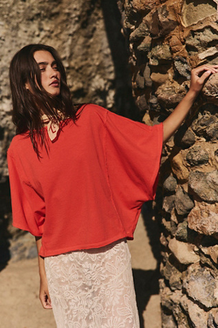 We The Free Next Level Tee at Free People in Valiant Poppy, Size: Medium