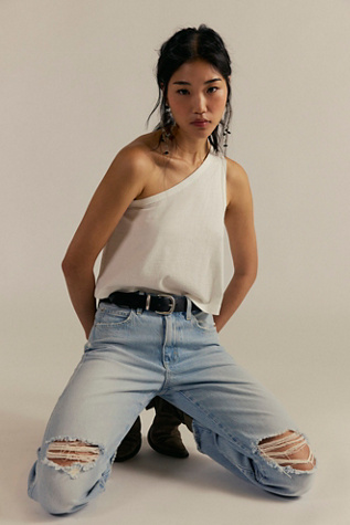 We The Free Sunny One-Shoulder Tank Top at Free People in Ivory, Size: Medium