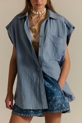 We The Free Buddy Muscle Shirt at Free People in Blue, Size: XL