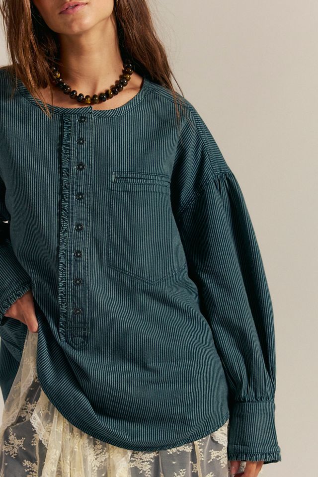 We The Free Denim Dreaming Railroad Stripe Pullover #2