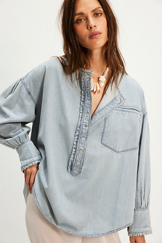 We The Free Denim Dreaming Railroad Stripe Pullover