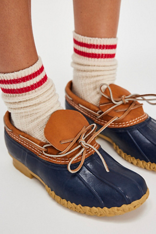 L. L.Bean Boots, Leather Rubber Moccs at Free People in Tan/Bright Navy/Gum, Size: US 9