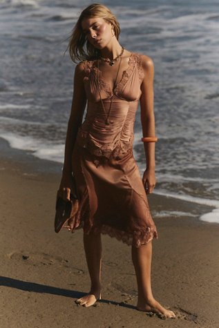 Elena Lace Tank Top at Free People in Peached Copper, Size: Large