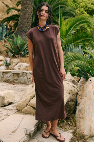 All Day Long Midi Dress by free-est at Free People in Brown, Size: M