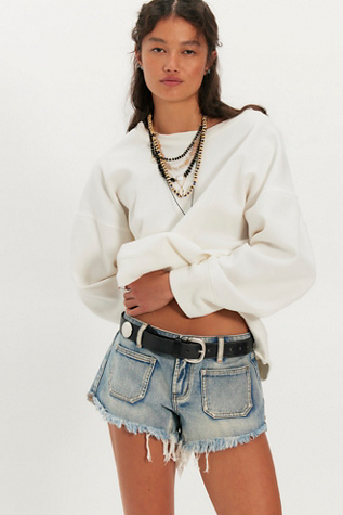 OneTeaspoon Retro Dukes Low-Waist Mini Shorts at Free People in Light Wash, Size: 28