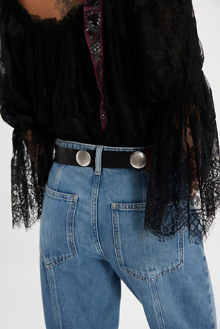 Женский ремень Free People Rhea Leather Belt, цвет: Чёрный — фото 7