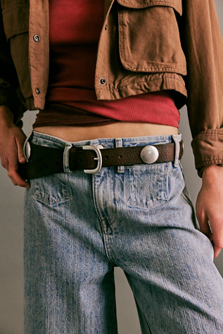 Rhea Leather Belt at Free People in Mocha, Size: XS/S