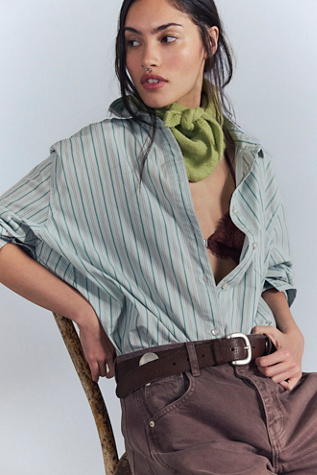 Rhea Leather Belt by Free People in Brown, Size: S-M/P-M