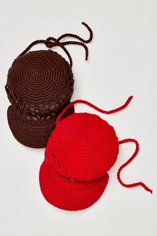 Silvie Crochet Baseball Hat by Free People in Brown