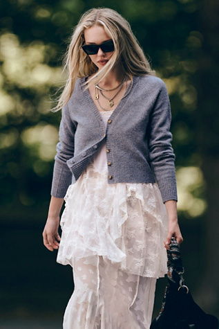 School Girl Cardigan by Free People in Grey, Size: L