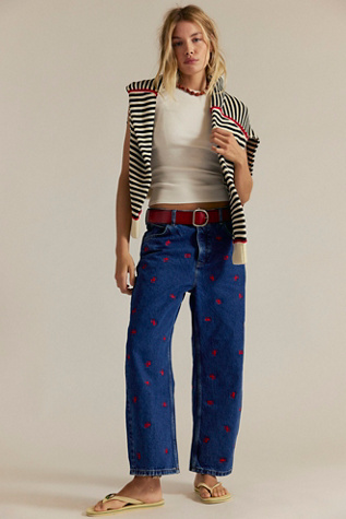 Tricia Fix Deep Trance Boyfriend Embroidered Crab Jeans
