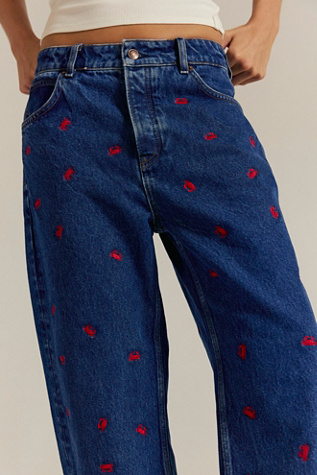 Tricia Fix Deep Trance Dropped Boyfriend Embroidered Jeans