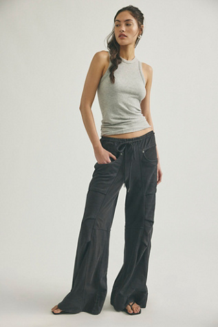 We The Free Sky Riser Knit Wide-Leg Pull-On Pants at Free People in Black, Size: XS