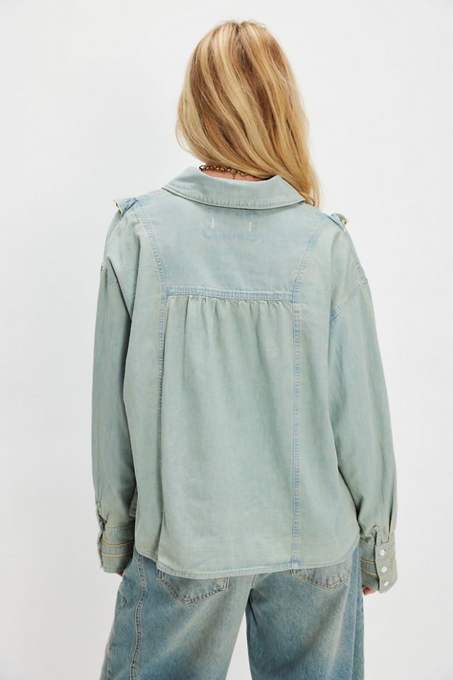 We The Free Tattered And Ruffled Denim Top #1