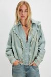 We The Free Tattered And Ruffled Denim Top