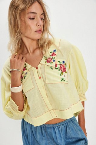 Ryland Blouse by Free People in Yellow, Size: L