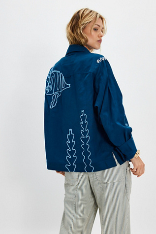 We The Free Tidal Stitch Shirt at Free People in Blue, Size: S
