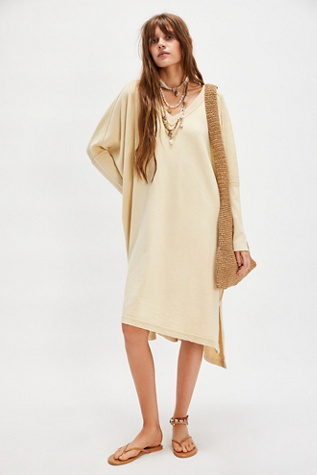 We The Free Happy Place Maxi Sweatshirt at Free People in Tan, Size: M/L