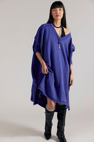 We The Free Happy Place Maxi Sweatshirt at Free People in Blue, Size: XS/S