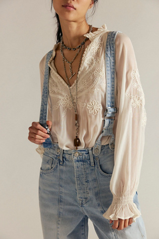 We The Free Berkley Suspender Jeans at Free People in Homecoming, Size: 31