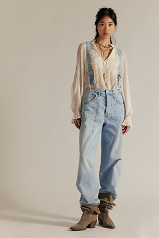 We The Free Berkley Suspender Jeans at Free People in Homecoming, Size: 31