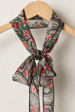 Tilly Skinny Silk Convertible Scarf by Free People in Black