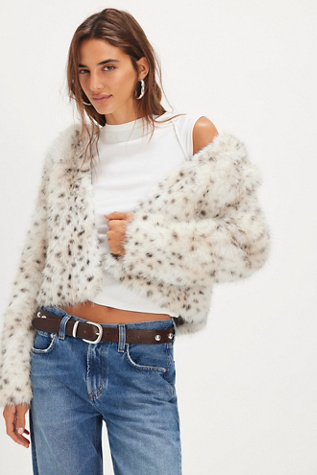 Louder Please Hooded Faux Fur Jacket by Free People in White, Size: XL