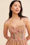 Place Nationale Strappy Tie Tiered Printed Midi Dress
