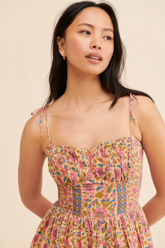 Place Nationale Strappy Tie Tiered Printed Midi Dress #2