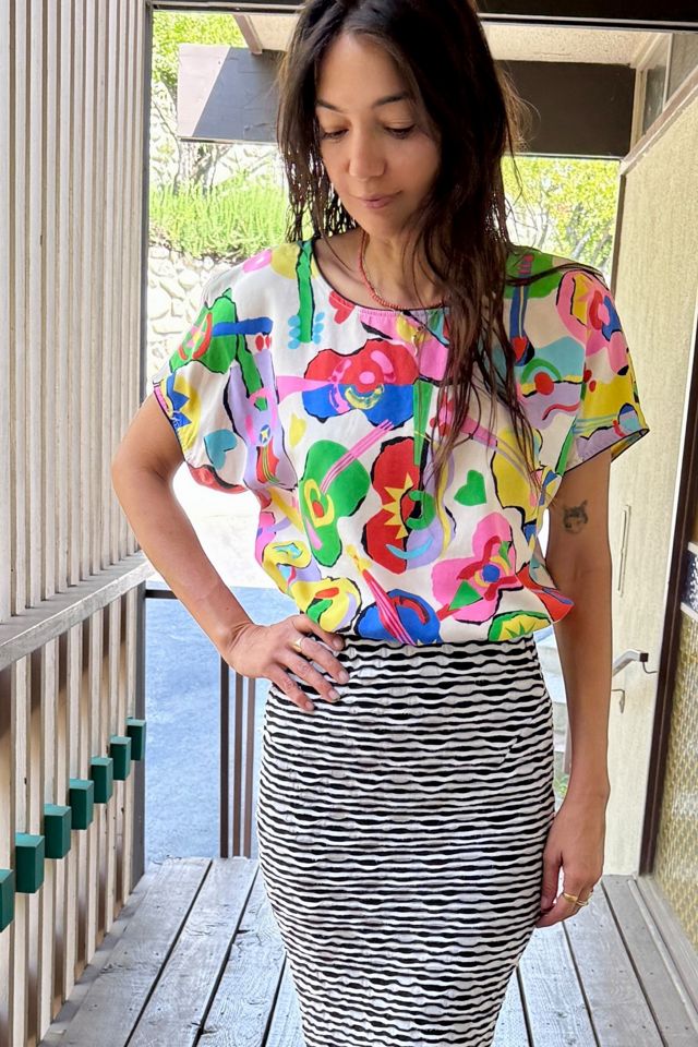 1990s Ungaro Guitars & Hearts Print Top Selected by Personal Choice #1
