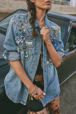 We The Free Distressed Denim Shirt at Free People in Blue, Size: XS