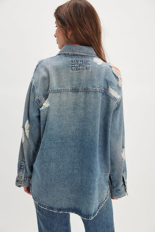 We The Free Distressed Denim Shirt #3