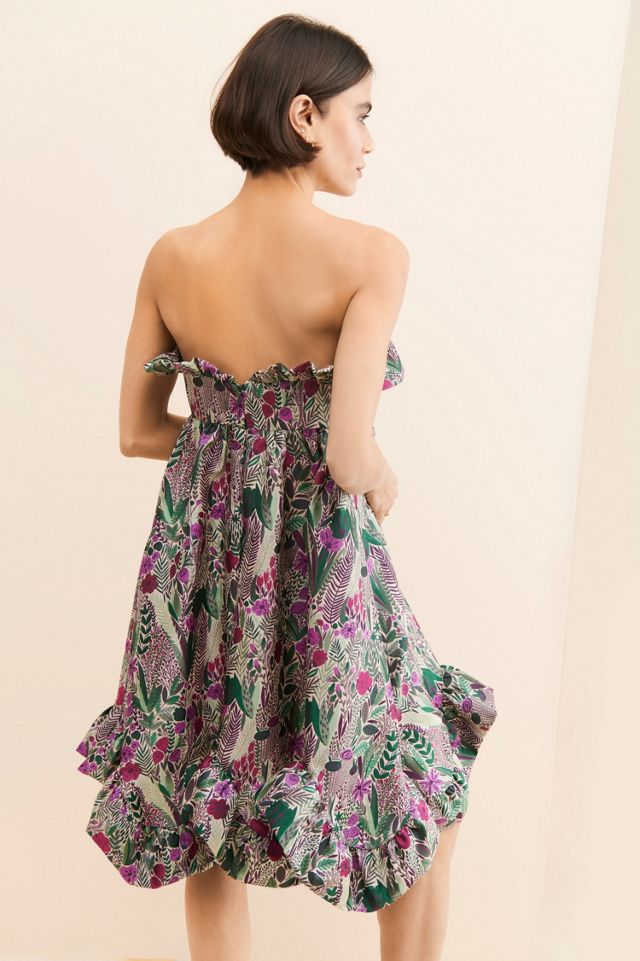 Anna Sui Floral Jacquard Strapless Dress #1