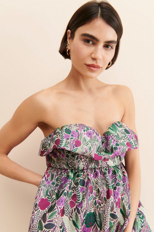 Anna Sui Floral Jacquard Strapless Dress #2