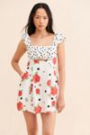 Mixed Print Bom Bom Mini Dress