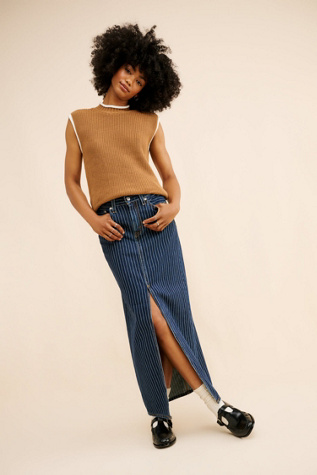 Levi's Striped Ankle Column Skirt