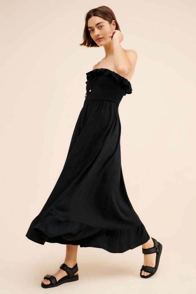 Free-est Lush Life Linen Strapless Midi Dress #3