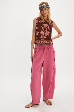 Something Good Pull-On Barrel Trousers at Free People in Magentiful, Size: Medium