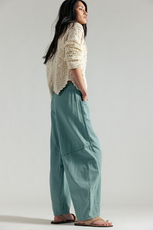 Женские брюки Free People Something Good Pull-On Barrel, цвет: Синий кремовый — фото 4