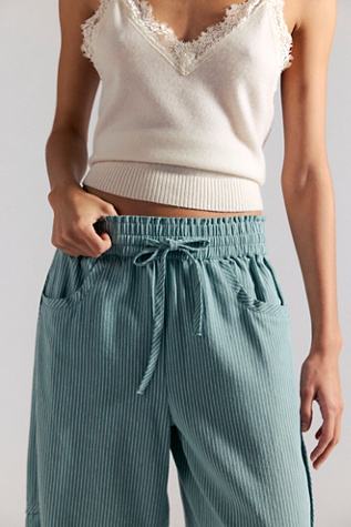 Женские брюки Free People Something Good Pull-On Barrel, цвет: Синий кремовый — фото 3