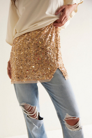 Midnight Kiss Mini Slip by Intimately at Free People in Gold Combo, Size: Medium