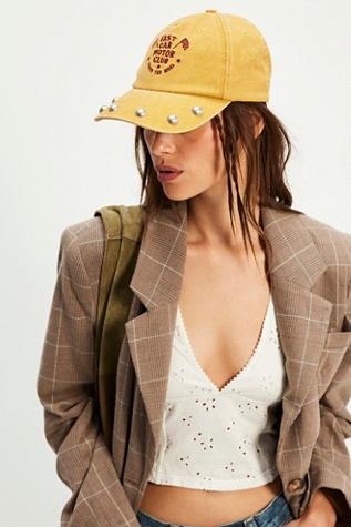 Understated Leather Stud It Baseball Hat at Free People in Yellow