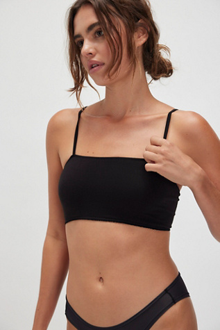 Simple Things Straight-Neck Bralette by Intimately at Free People in Black, Size: M/L