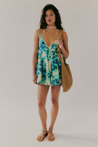 Zenni Printed Romper by Free People in Blue, Size: S