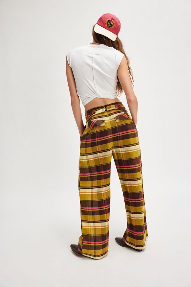 Buckle Back Plaid Trousers #2